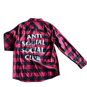 Anti Social Social Club Red and Black Plaid Shirt